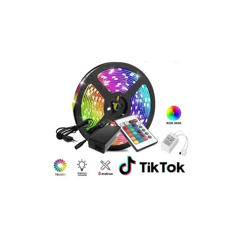 Tira Cinta Led Luces 5050 Rgb Con Control Remoto 5m Multicolor