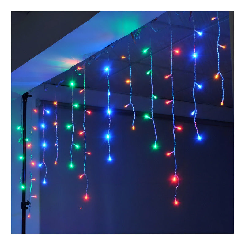 Luces Cascada Navideñas Guirnalda Led Luz Solar 3mt 144 Leds Multicolor