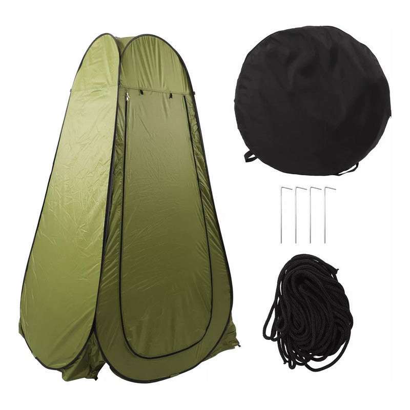 Caseta Baño Carpa Alta Vestidor Portátil Camping Practica Verde