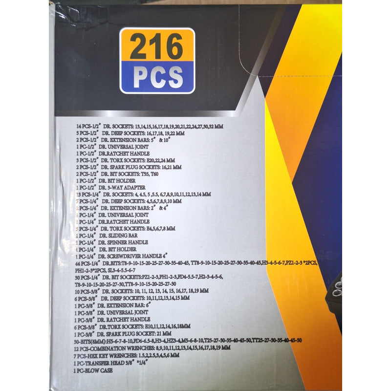 Juego De Dados 216 Piezas Kit De Herramientas + Maletín