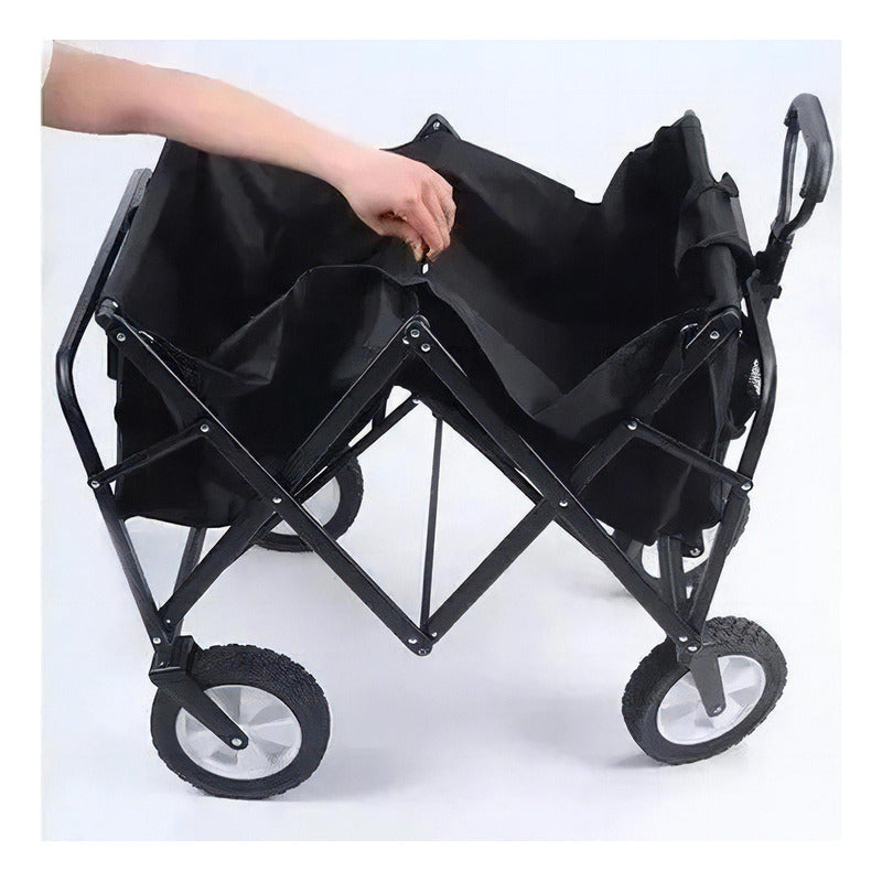 Carrito Multiproposito Compras Camping Plegable Ruedas Negro