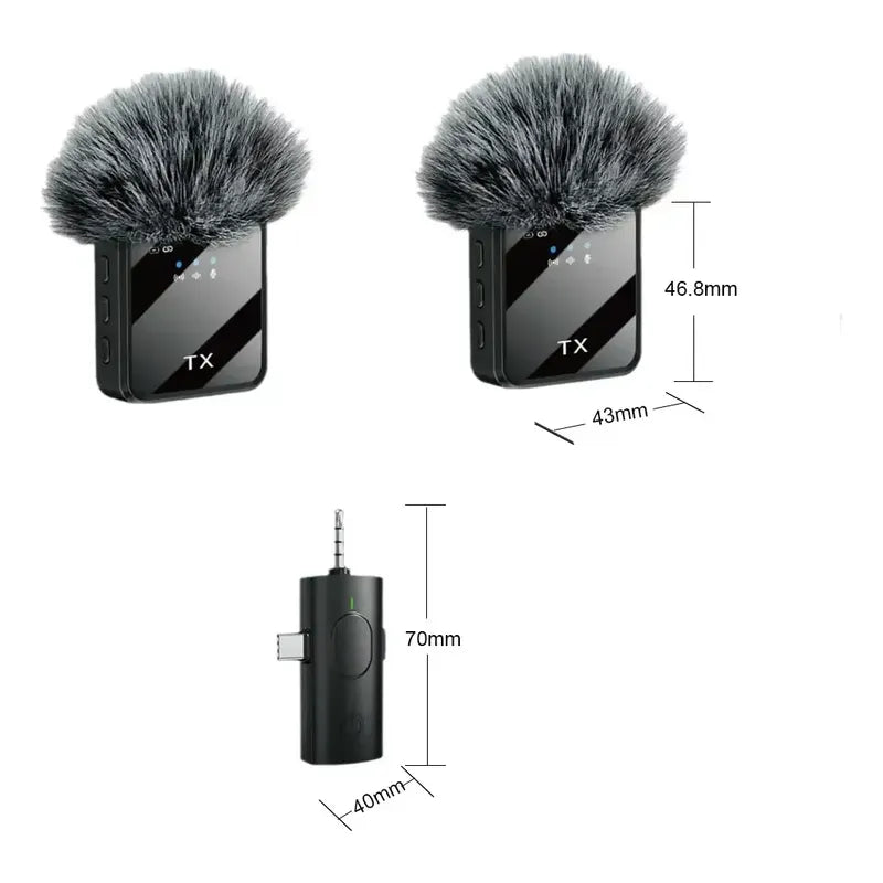 Pack X2 Microfonos Inalambricos Dual Para Android Y iPhone Negro