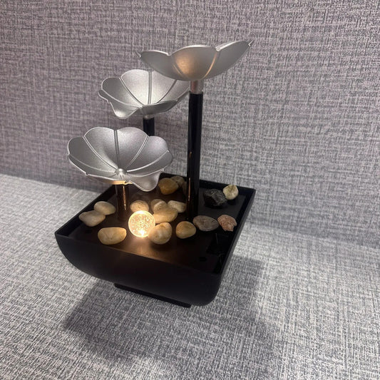 Fuente De Mesa Cascada De Agua Iluminación Decoración Relax Flores