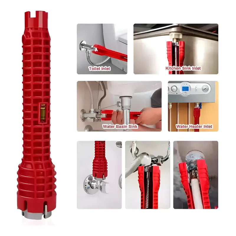 Llave Francesa Ajustable De Abs Para Grifo Y Desagüe Roja Rojo