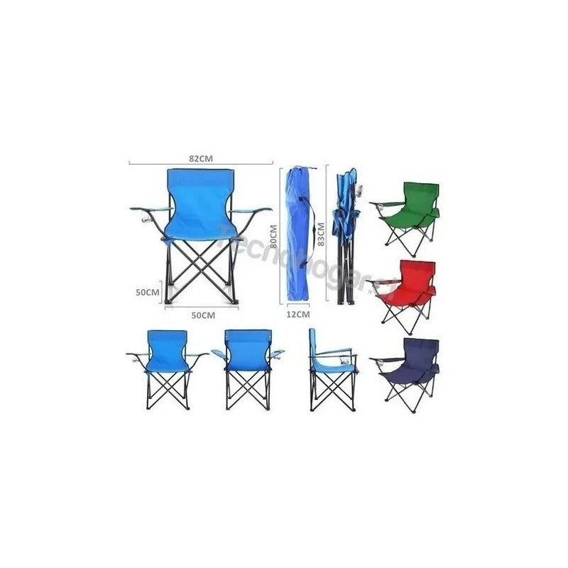 Silla Plegable Con Bolso Con Porta Vasos Resistente