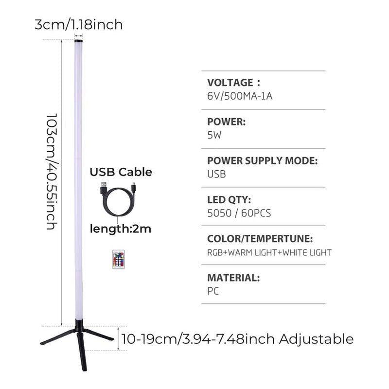 Lampara De Esquina Pie Usb Luces Led Rgb Ambiente
