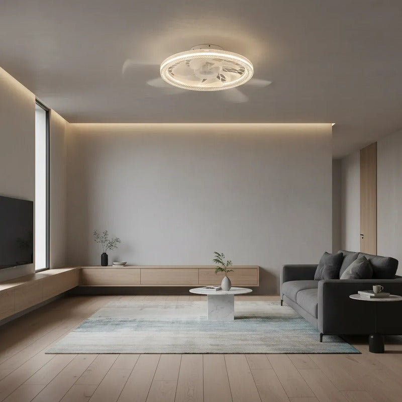 Ventilador De Techo Elegante Con Luz Led Y Control Remoto 30 Cm 50/60hz Blanco Plástico 7