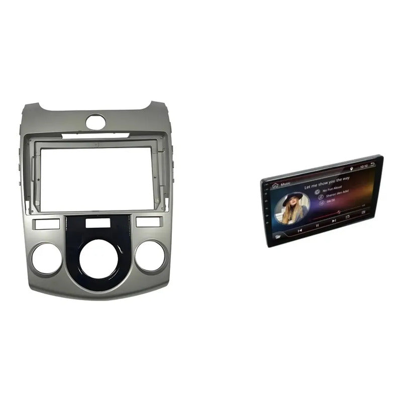 Kit Kia: Bisel Radio Pantalla Cerato Koup 2008-2013 Plateado + Pantalla Táctil 9'' Gps/wifi/waze