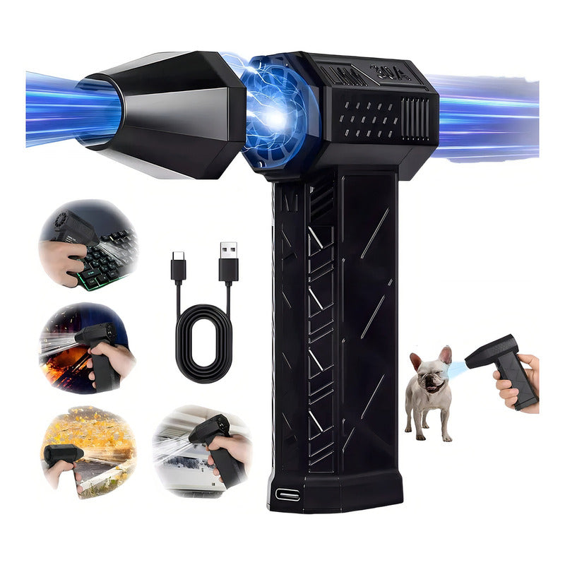 Soplador Portátil 200w 130000rpm 5000mah 3 Velocidades Usb Negro