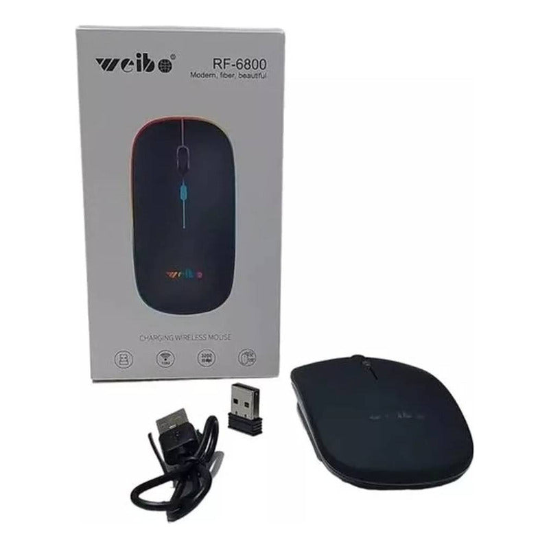 Mouse Inalámbrico 2.4 Plano Luz Rgb Mouse Con Luces Led
