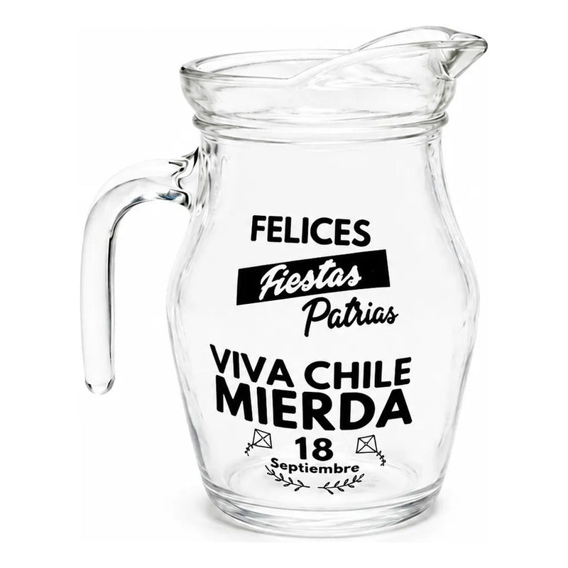 Set 6 Vasos Lorito Viva Chile 500ml Terremoto Fiesta Patrias Negros