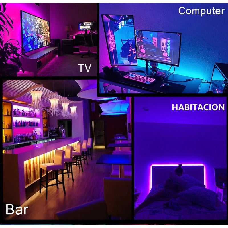 Cinta Tira Led Para Tv, Pc, Habitación Usb 5050 Rbg 2mts Rgb