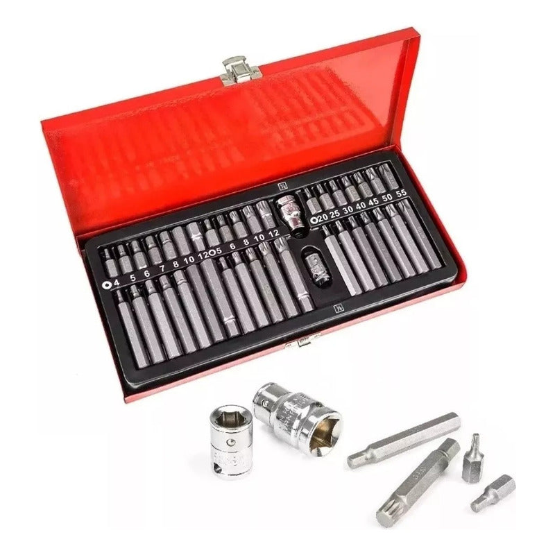 Juego De Dado 40 Piezas Y Puntas Torx T20 A T55 De Allen