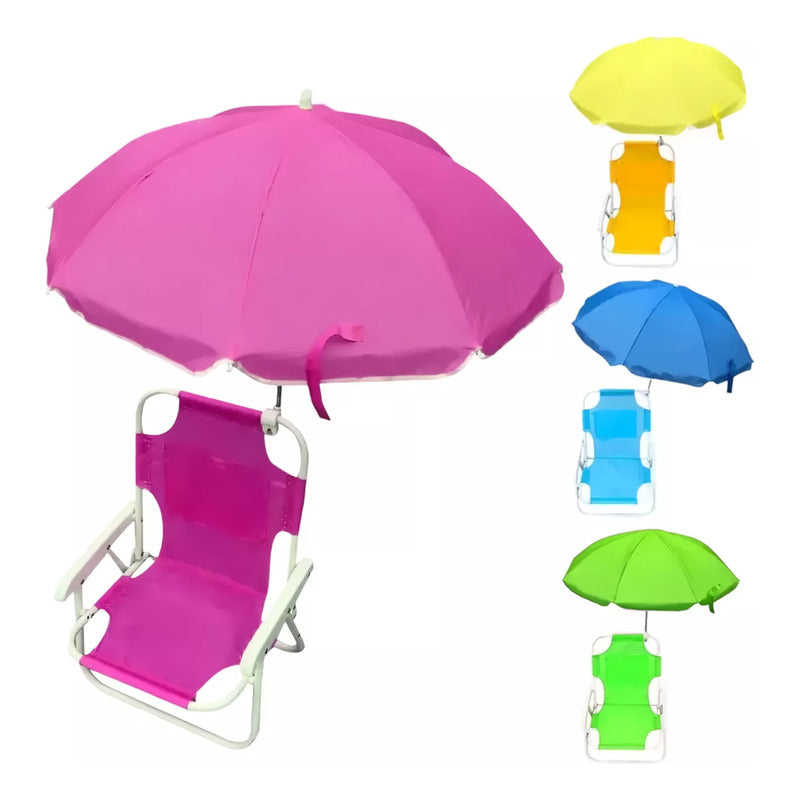 Silla Plegable Camping Animales Niños, Con Sombrilla