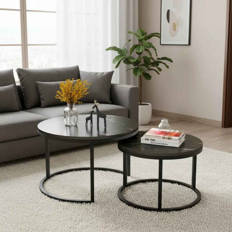 Mesa Doble De Centro Melamina Grande 70x50cm Pequeña 34x40cm Negro