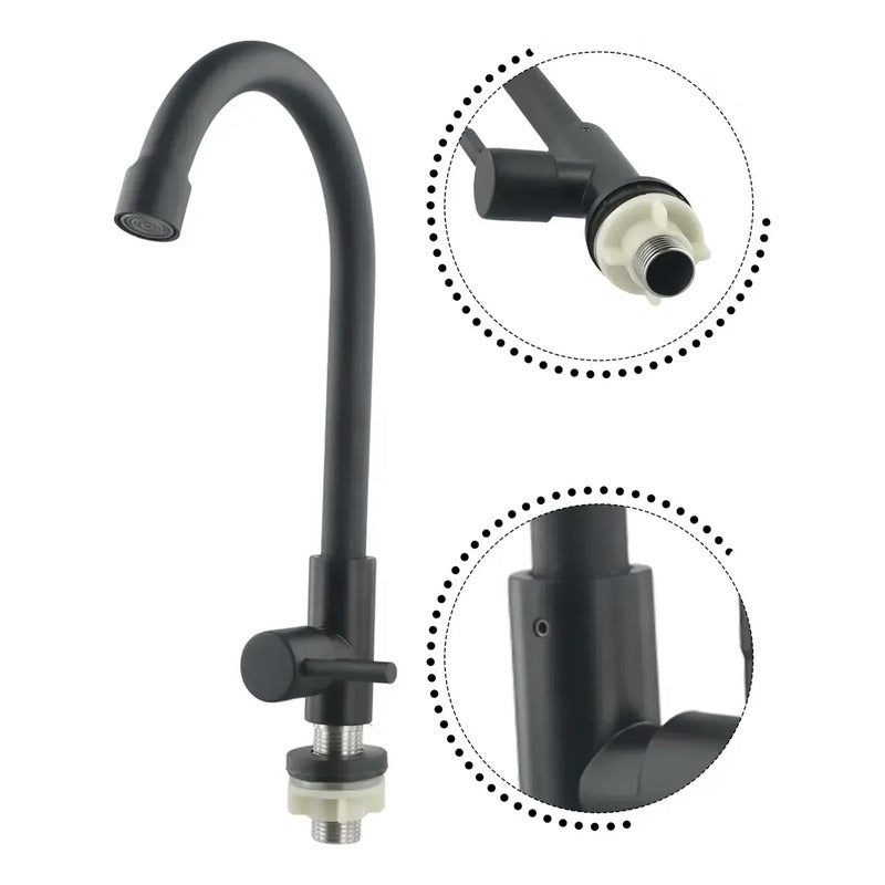 Llave Monomando Lavaplatos Agua Fría Torneira Baño Lavadero Negro Mate