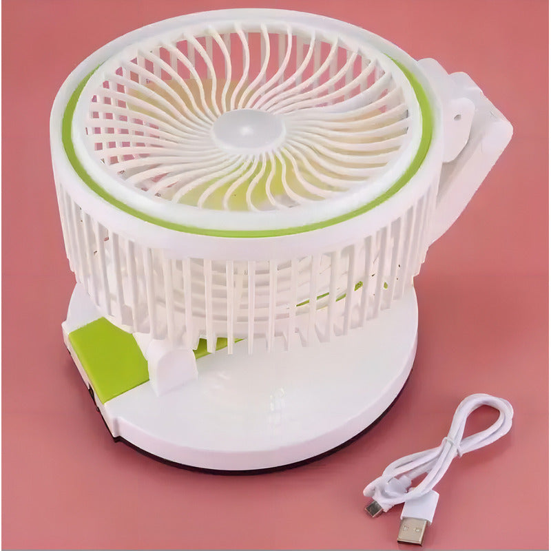 Ventilador De Mesa Plegable Recargable Genérica Con Luz Y Oscilación En Azul 18 Cm