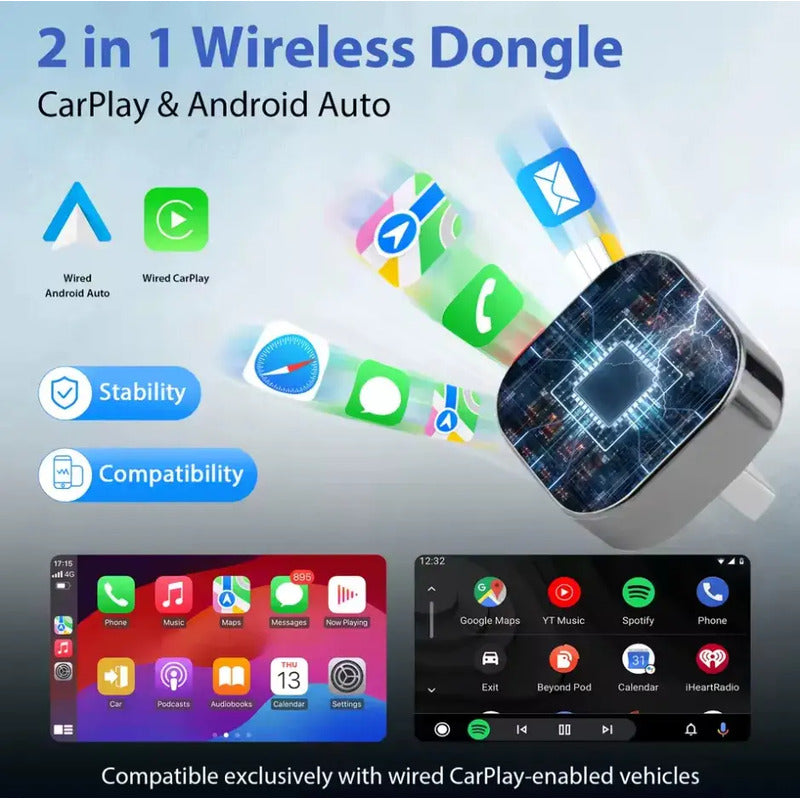 Adaptador Carplay/android 2 En 1 Inalámbrico Y Automático