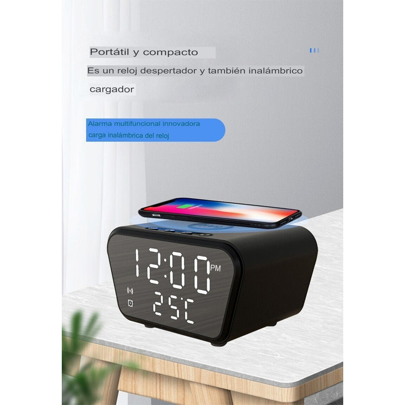 Reloj Despertador Con Cargador Inalámbrico Y Termómetro