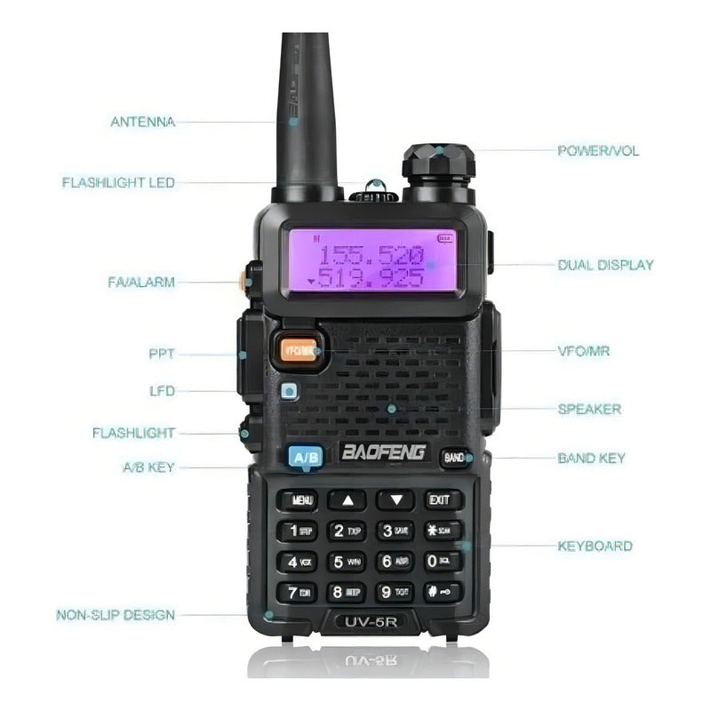 Radio Transmisor Walkie Talkie Dual Band Uv-5r Vhf Uhf Fm