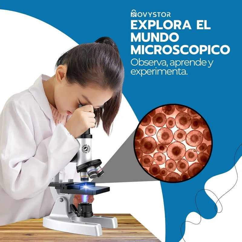 Microscopio Profesional 16000x Con Accesorios Un Lente Blanco
