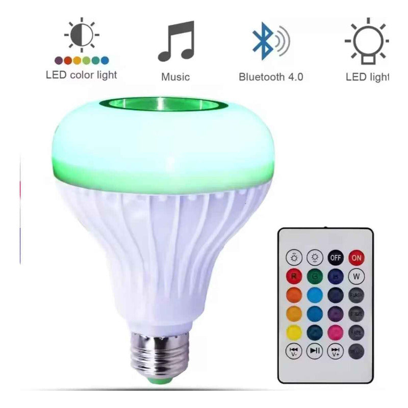 Ampolleta Rgb Con Parlante Bluetooth Led Control Remoto Rgb