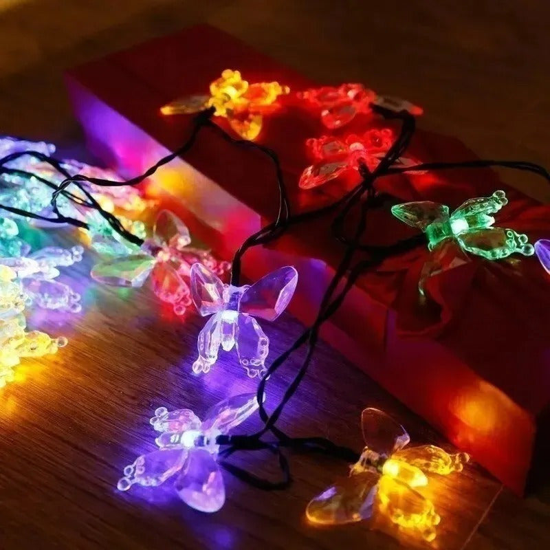 Guirnalda Mariposa Solar Led Boda 5 Mts Exterior E Interior Multicolor