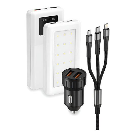 Power Bank Cargador 22000mah Carga Rapida Kit Multi Puerto Blanco