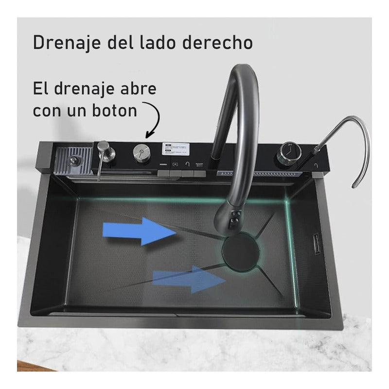 Fregadero Digital Led, Lavaplatos 7 Modos De Agua Lavaplatos Negro