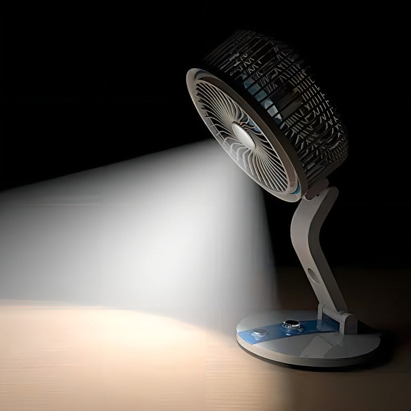Ventilador De Mesa Plegable Recargable Genérica Con Luz Y Oscilación En Azul 18 Cm