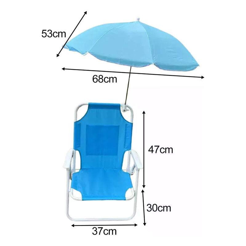 Silla Plegable Camping Animales Niños, Con Sombrilla