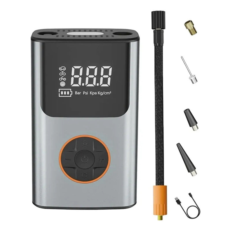 Inflador Compresor De Aire Portátil Digital 2000mah 90w Gris Oscuro 50 Hz / 60 Hz Monofásica