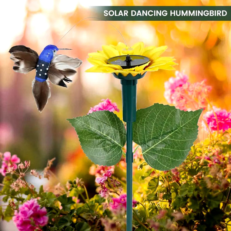 Picaflor En Girasol Estaca Solar Giratoria Colibrí Jardin