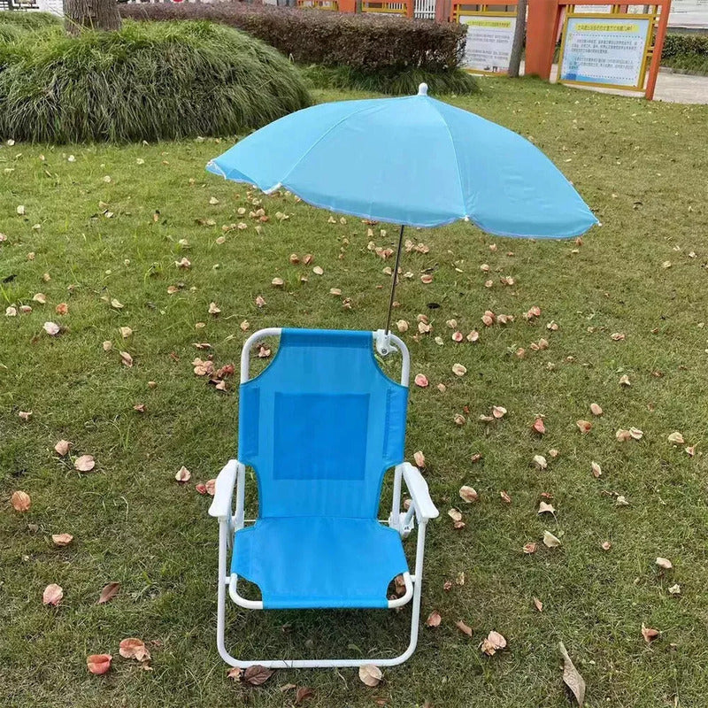 Silla Plegable Camping Animales Niños, Con Sombrilla