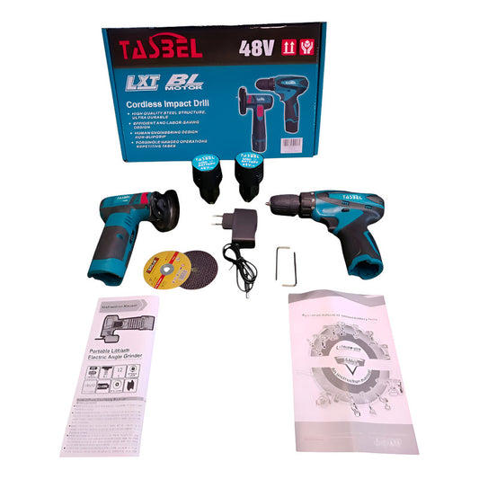 Taladro Inalámbrico Y Mini Esmeril Compacto Con Baterias Azul Acero 50 Hz / 60 Hz