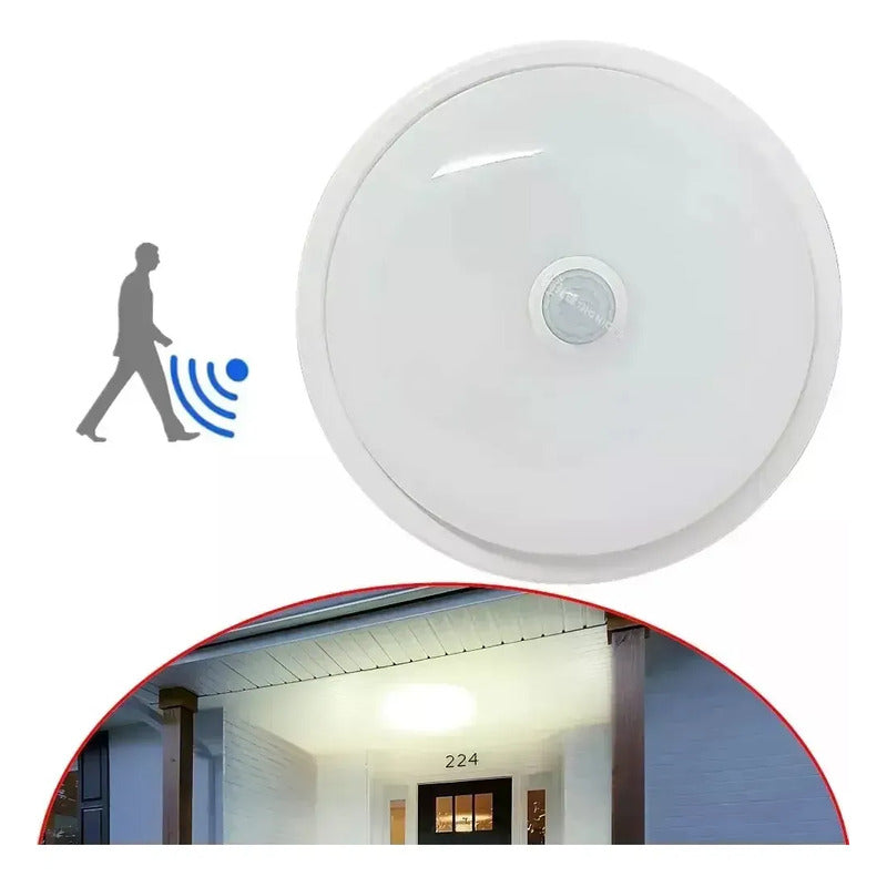 Lampara Led Redonda Para Techo Con Sensor De Movimiento Blanco