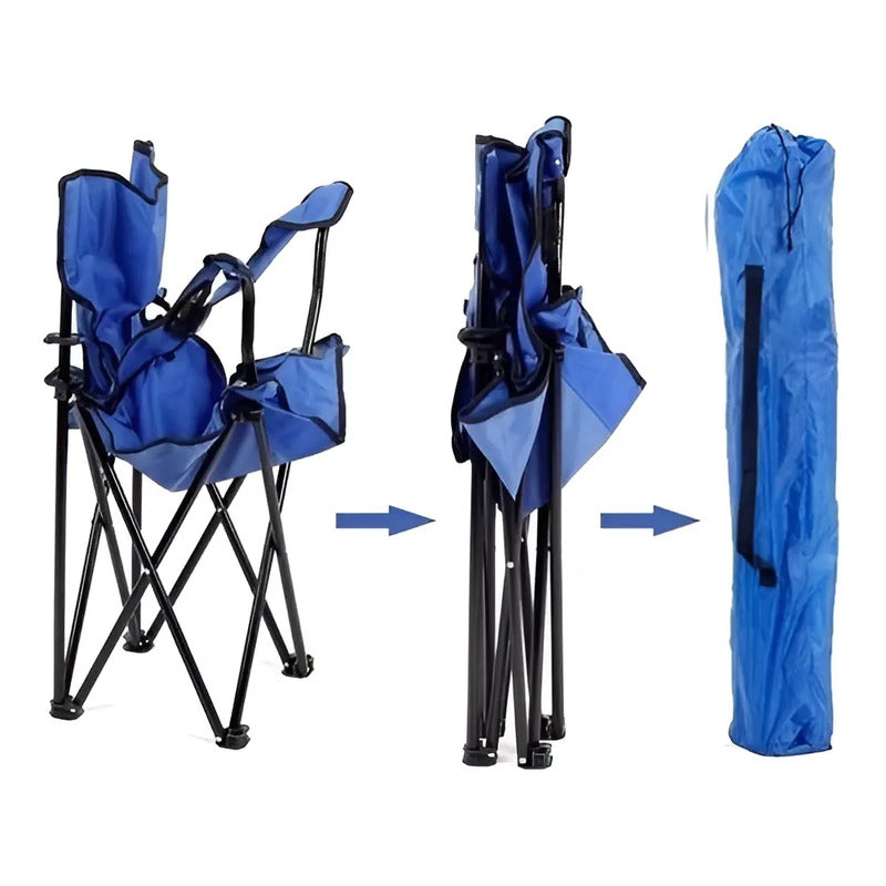 Silla Plegable Camping Playa Picnic Con Porta Vasos Color Varios Azul