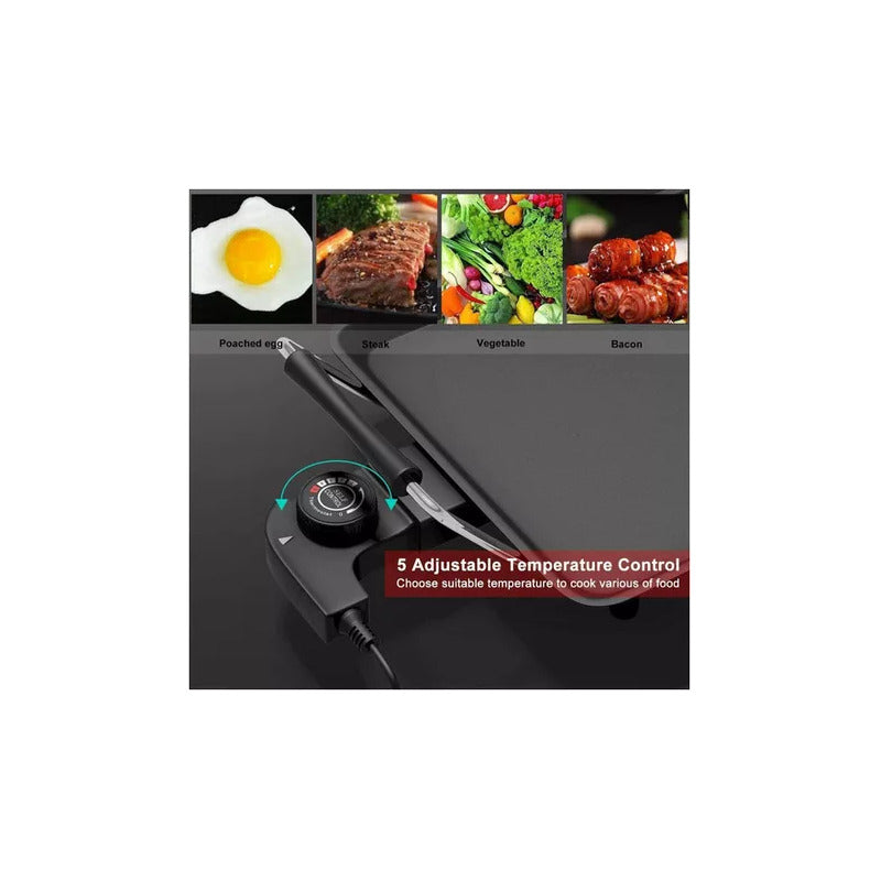 Parrillera Eléctrica Máquina Barbacoa Antihaderente Grande Negro