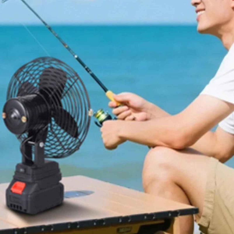 Ventilador Camping Con Bateria Escritorio Recargable Inalamb 15 Cm Negro