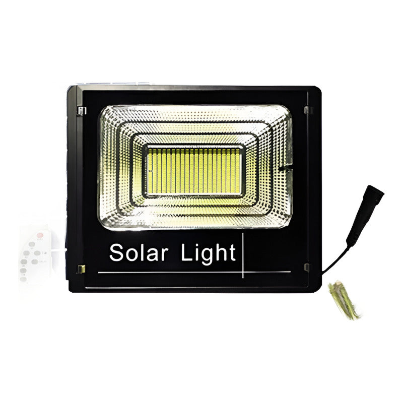 Pack 2 Foco Solar 100+panel Solar+control+kit De Instalacion Negro Blanco Luz Fria