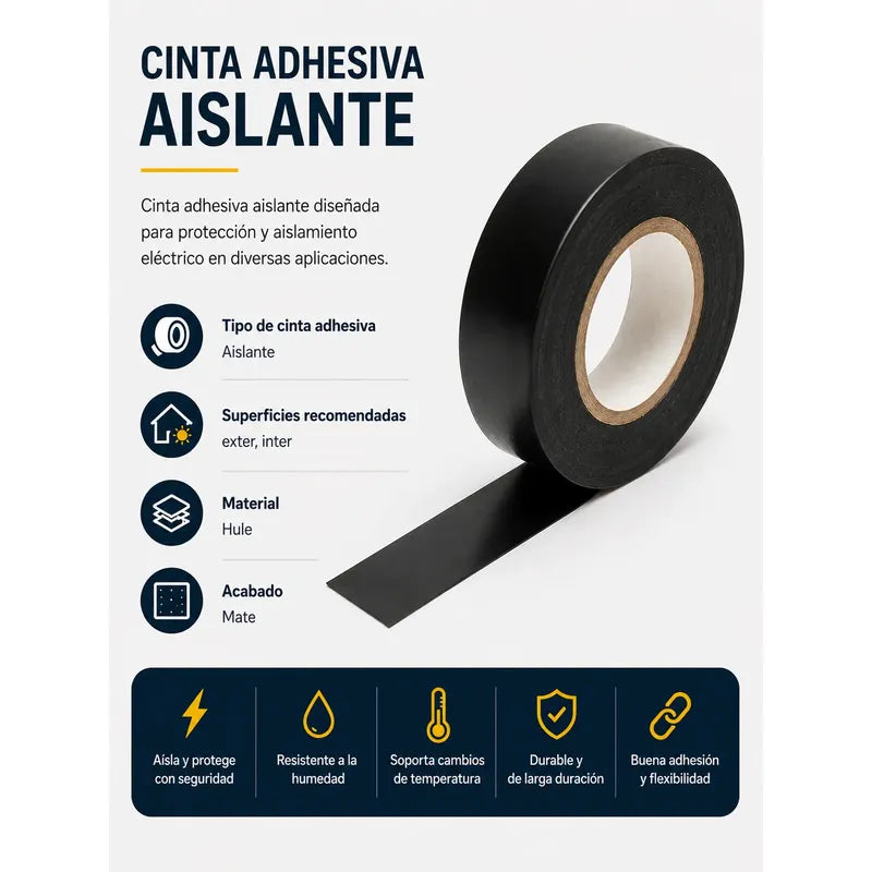 Pack X10 Cinta / Huincha Aisladora 18mm X 10m Negro Lisa