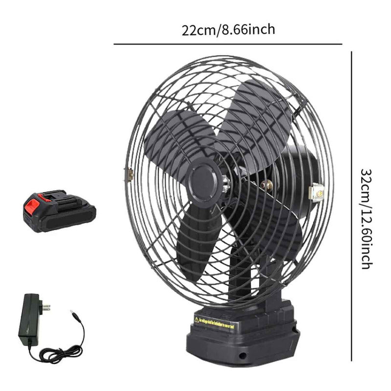 Ventilador Camping Con Bateria Escritorio Recargable Inalamb 15 Cm Negro