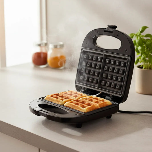 Waflera Doble Cuadrada Antiadherente 2 Waffles Electrica Negro