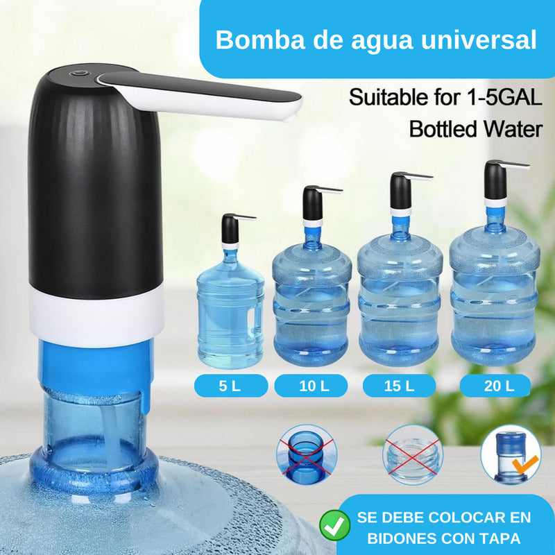 Dispenser Agua Automatico Plegable Bomba Bidon Portatil Color Negro