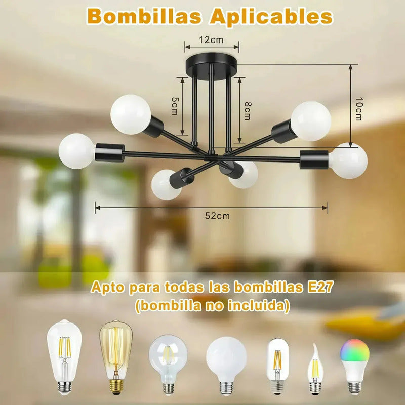 Lámpara Dormitorio Techo Moderna De 6 Luces