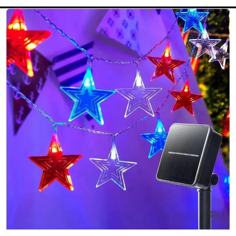 Guirnalda Solar Led Decorativa 10mts Fiestas Patrias Chile Azul