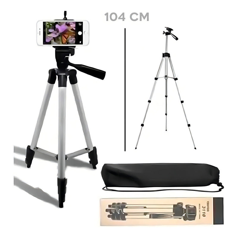 Trípode TriPod 3110 Para Cámara Y Celular Aluminio Con Estuche 102cm Plateado