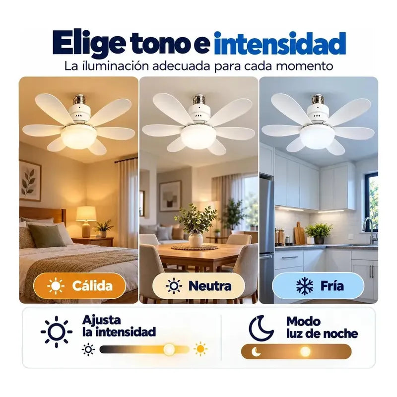 Ventilador Techo Luz Led 40w Eoland Control Remoto E27 Blanc 52 Cm Blanco 6