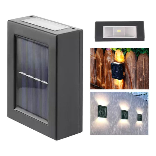 Pack X 2 Lampara Solar Led Exterior Aplique Resiste Lluvia Negro