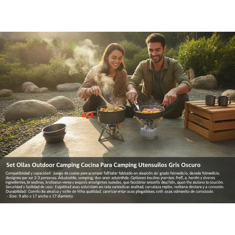 Set Ollas Outdoor Camping Cocina Para 9 En 1 Portátil Antiadherente Kit Cocina Al Aire Libre Picnics Senderismo Mochilero Vajilla Ligera Plegable Bolso Transporte Ideal Tecnohogar Plomo